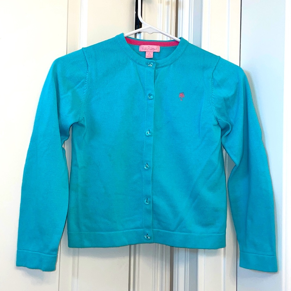 Lilly Pulitzer Girls Cardigan, Blue Large